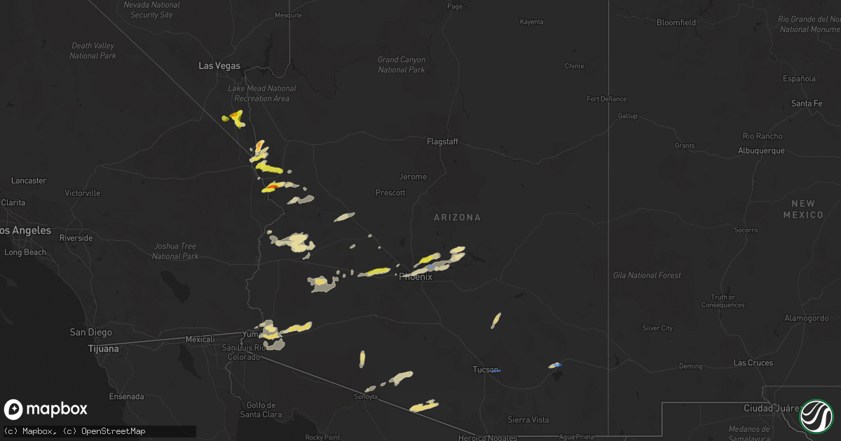 Hail map in Arizona on September 23, 2019