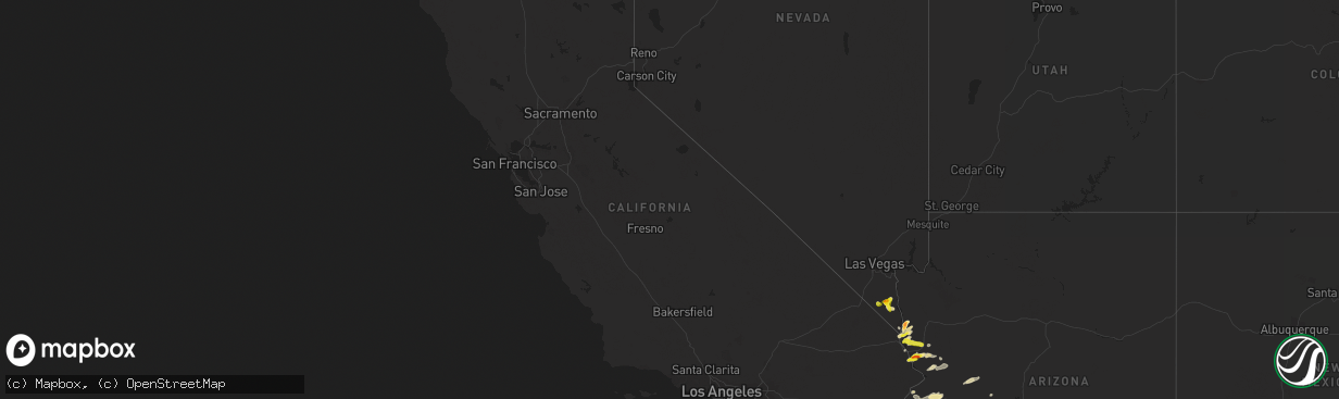 Hail map in California on September 23, 2019