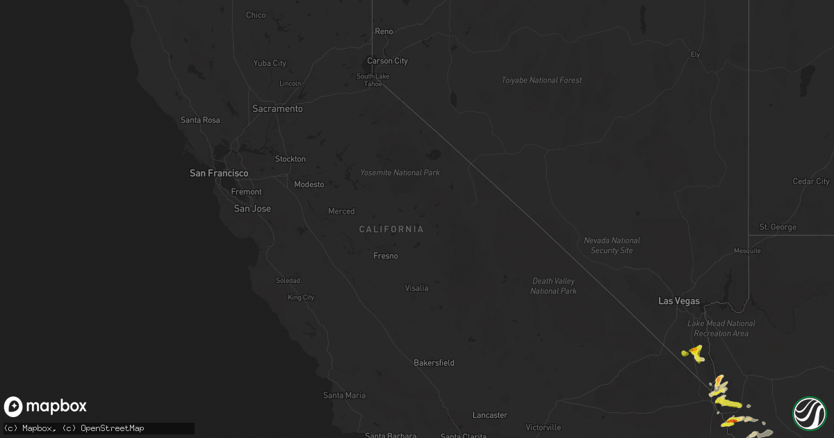Hail map in California on September 23, 2019