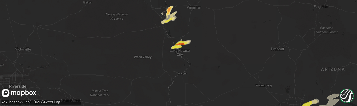 Hail map in Lake Havasu City, AZ on September 23, 2019