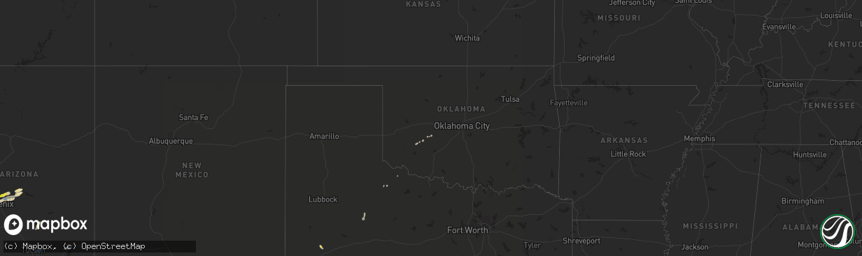 Hail map in Oklahoma on September 23, 2019