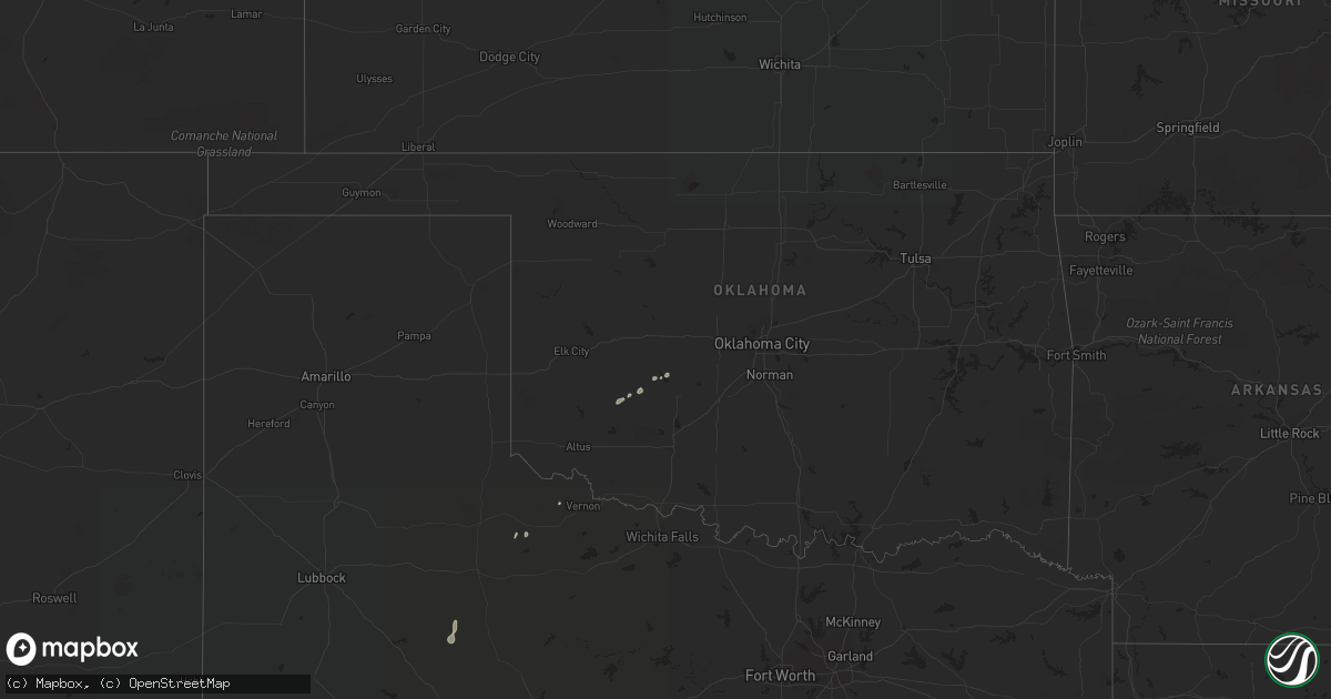 Hail map in Oklahoma on September 23, 2019