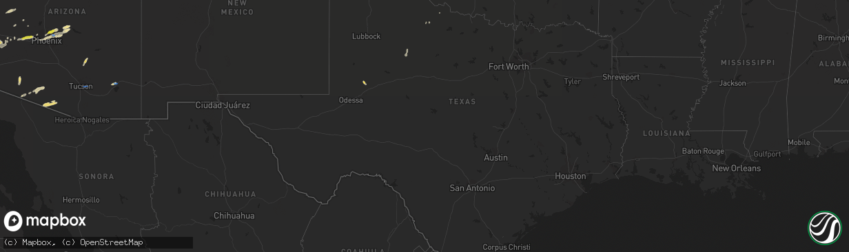 Hail map in Texas on September 23, 2019