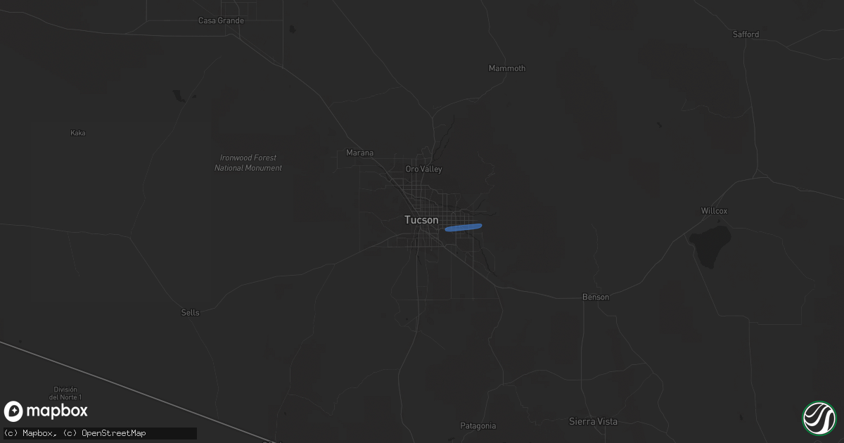 Hail map in Tucson, AZ on September 23, 2019