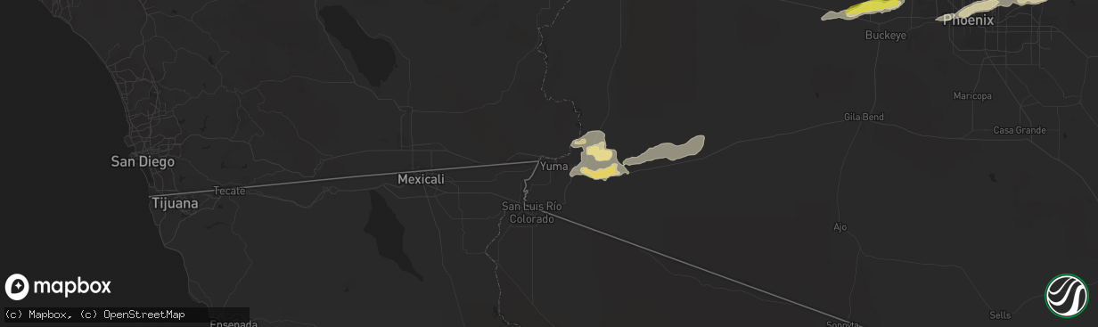 Hail map in Yuma, AZ on September 23, 2019