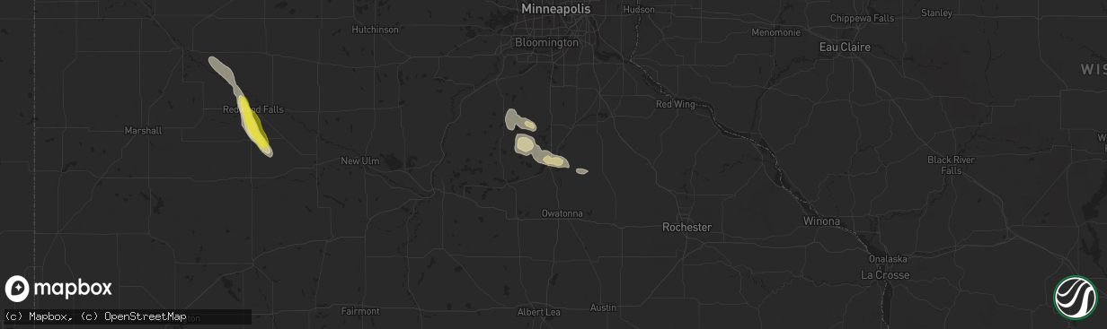 Hail map in Faribault, MN on September 23, 2020