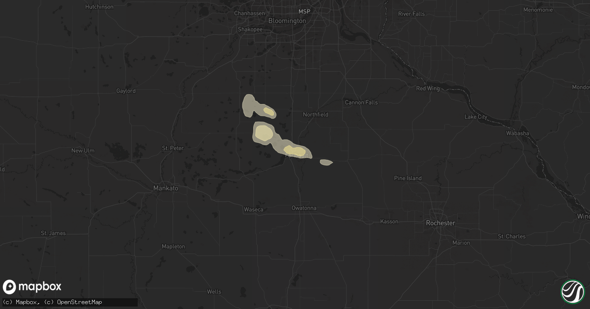 Hail map in Faribault, MN on September 23, 2020