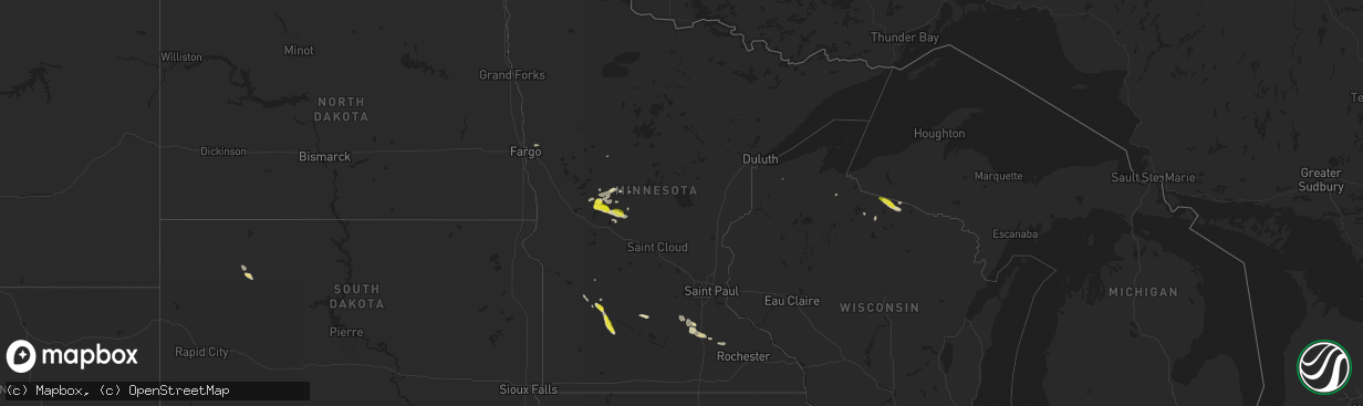 Hail map in Minnesota on September 23, 2020