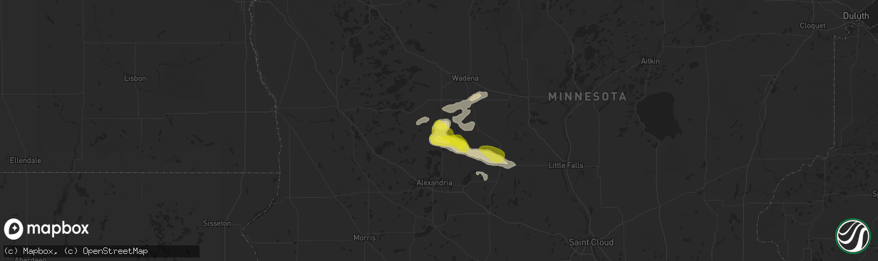 Hail map in Parkers Prairie, MN on September 23, 2020