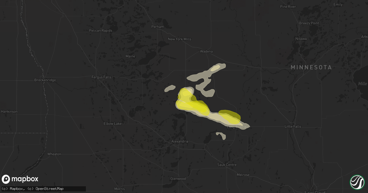 Hail map in Parkers Prairie, MN on September 23, 2020