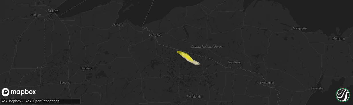 Hail map in Presque Isle, WI on September 23, 2020