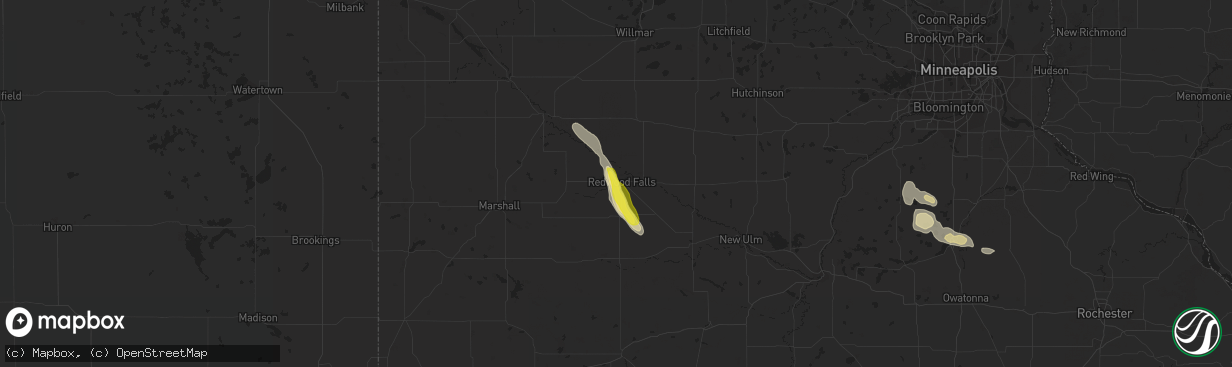 Hail map in Redwood Falls, MN on September 23, 2020