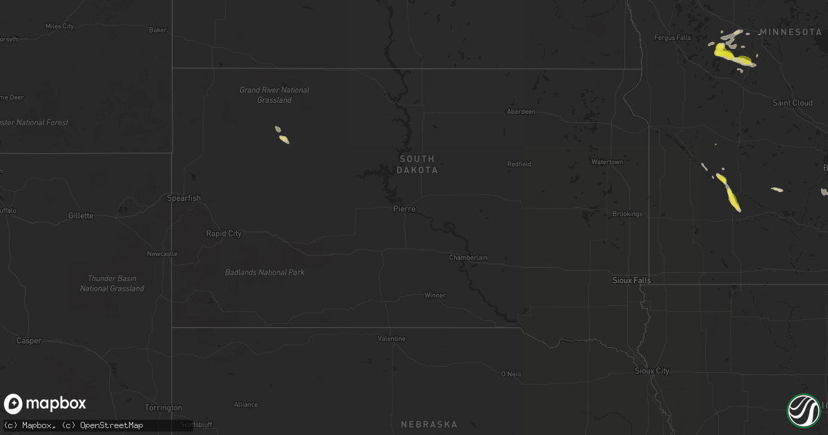 Hail map in South Dakota on September 23, 2020
