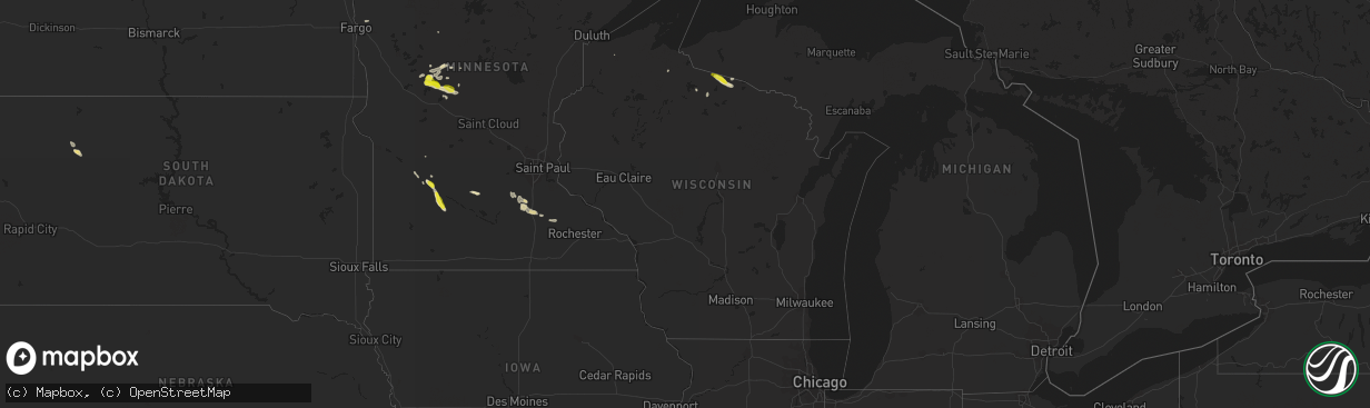 Hail map in Wisconsin on September 23, 2020