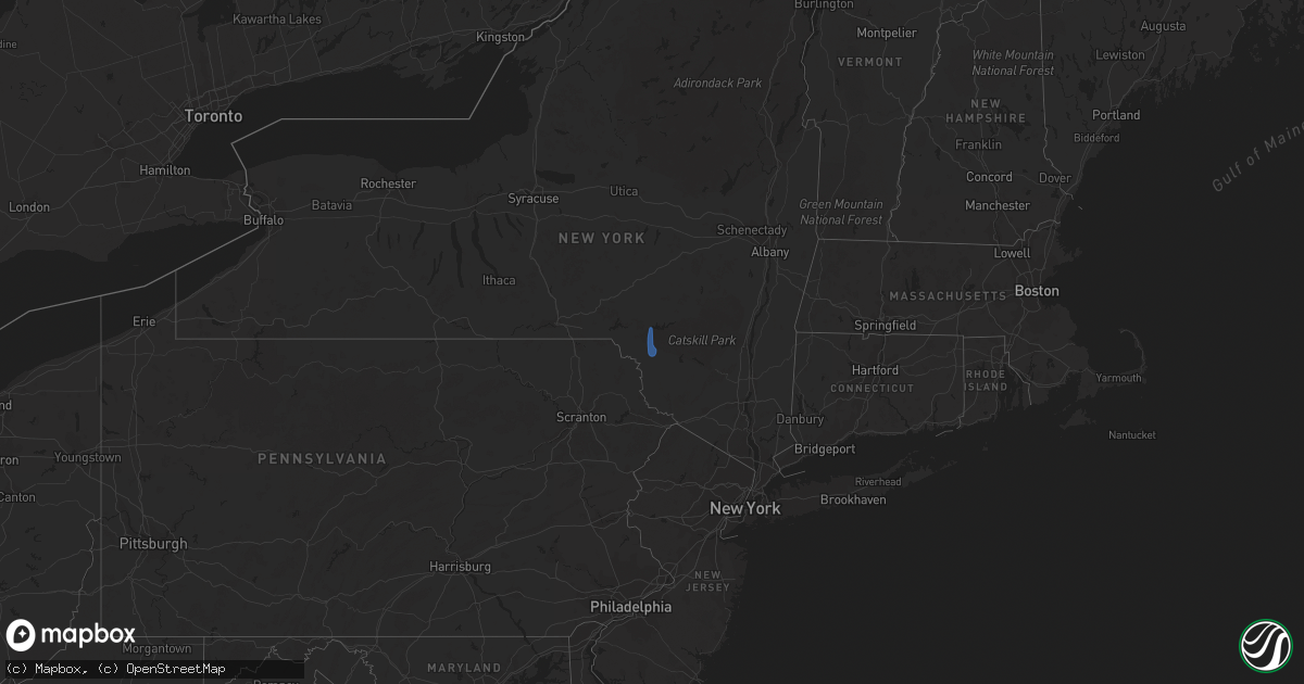 Hail map in New York on September 23, 2021