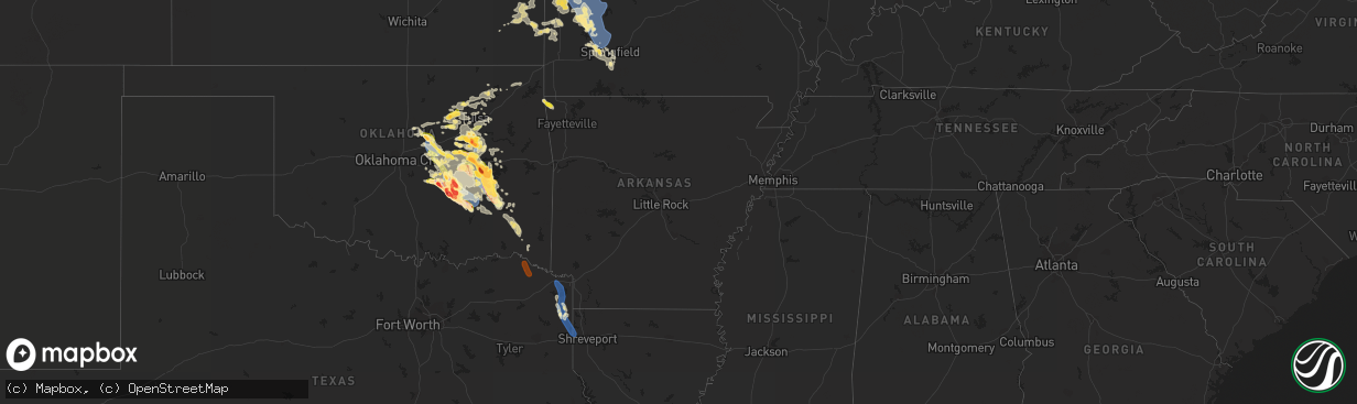 Hail map in Arkansas on September 23, 2023