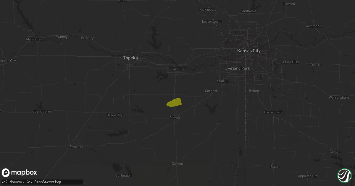 Hail map in Baldwin City, KS on September 23, 2023
