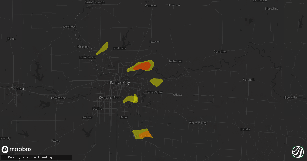 Hail map in Buckner, MO on September 23, 2023