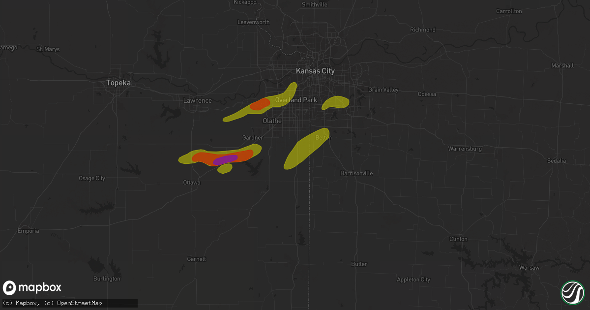 Hail map in Bucyrus, KS on September 23, 2023