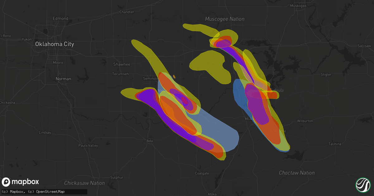 Hail map in Holdenville, OK on September 23, 2023