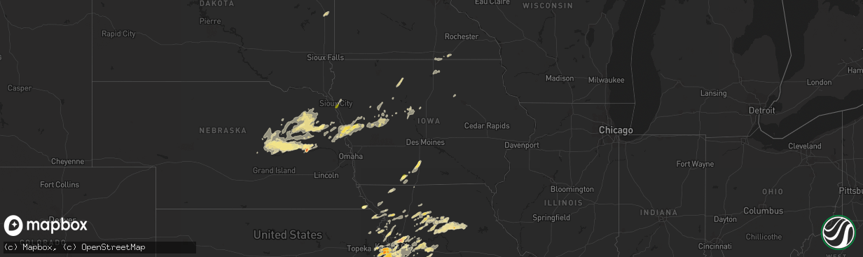 Hail map in Iowa on September 23, 2023