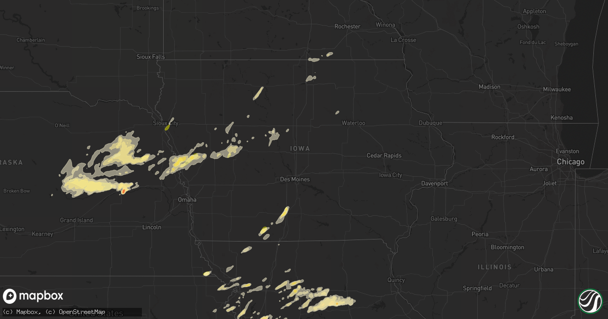 Hail map in Iowa on September 23, 2023