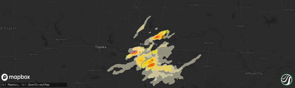 Hail map in Kansas City, MO on September 23, 2023