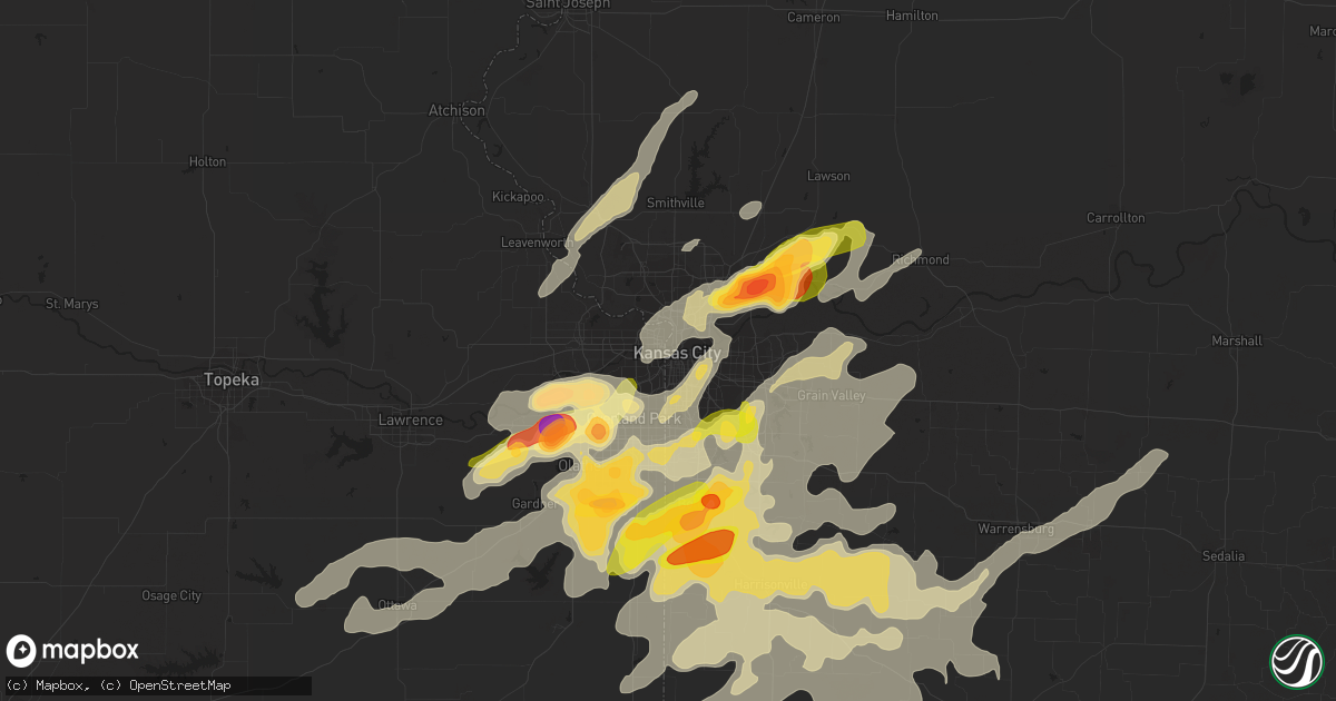Hail map in Kansas City, MO on September 23, 2023