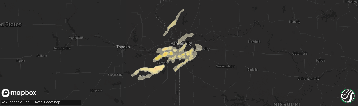 Hail map in Leawood, KS on September 23, 2023