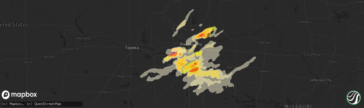 Hail map in Lenexa, KS on September 23, 2023