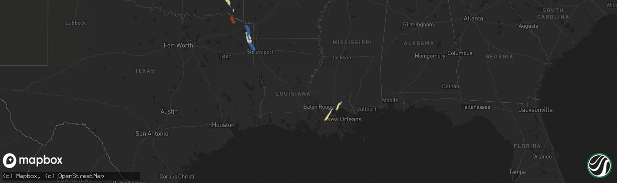 Hail map in Louisiana on September 23, 2023