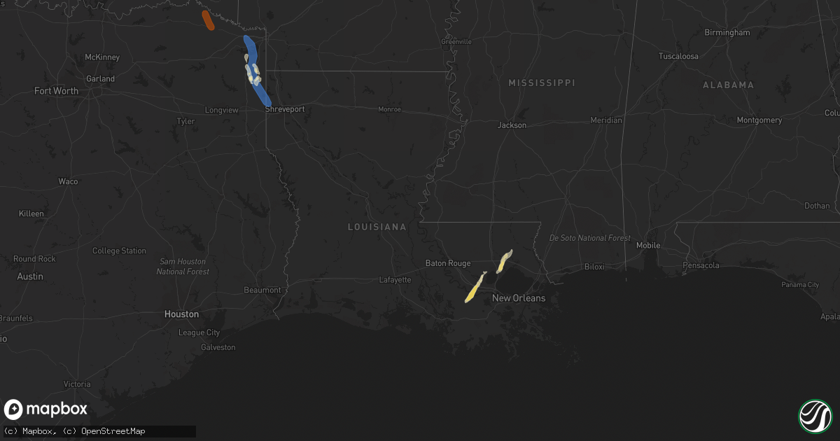 Hail map in Louisiana on September 23, 2023