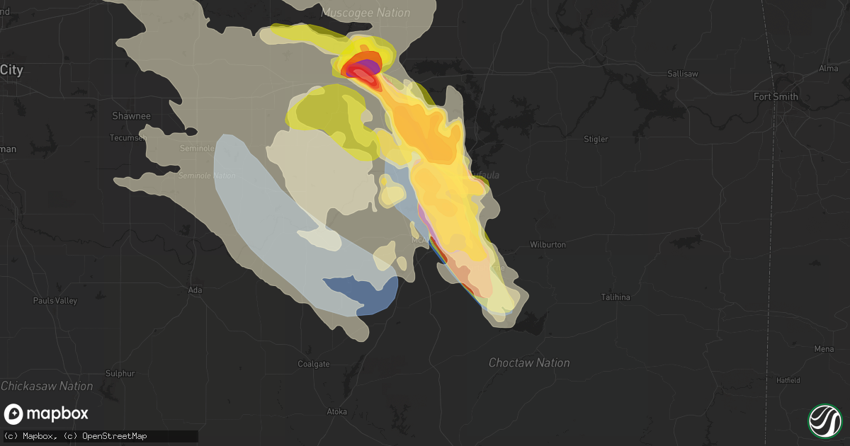 Hail map in Mcalester, OK on September 23, 2023