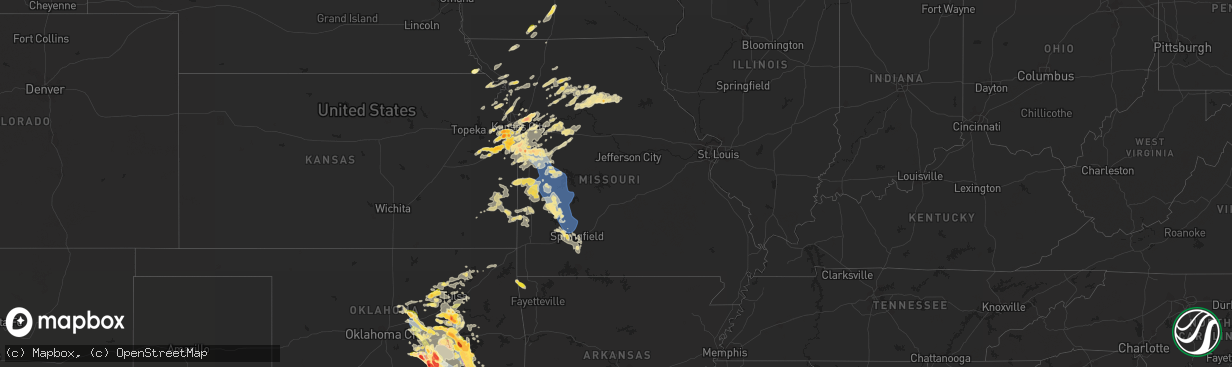 Hail map in Missouri on September 23, 2023