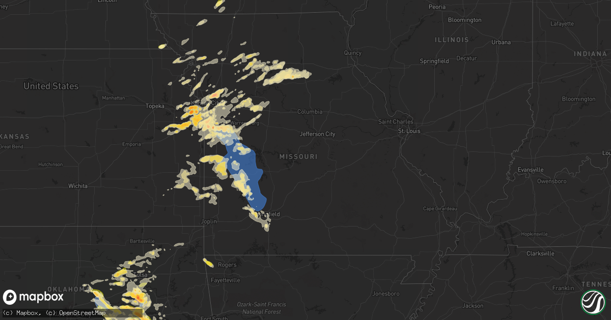 Hail map in Missouri on September 23, 2023
