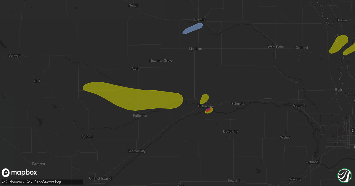 Hail map in Monroe, NE on September 23, 2023