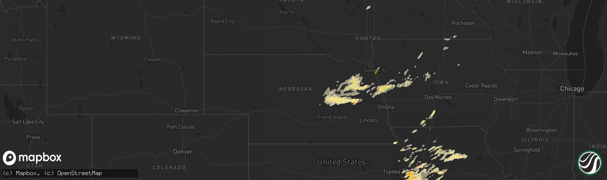 Hail map in Nebraska on September 23, 2023