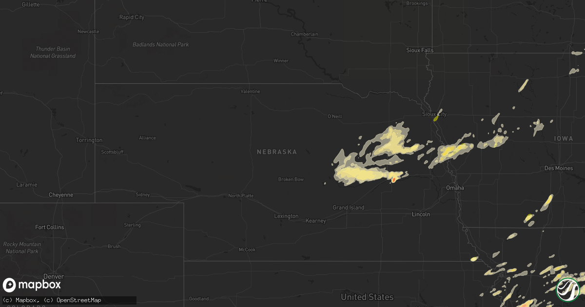 Hail map in Nebraska on September 23, 2023