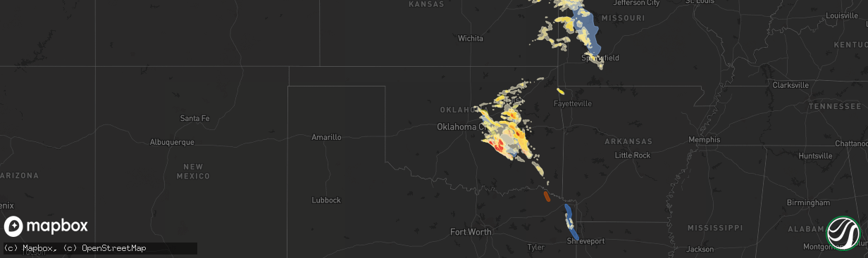 Hail map in Oklahoma on September 23, 2023