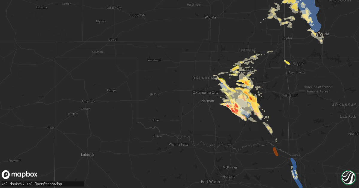 Hail map in Oklahoma on September 23, 2023