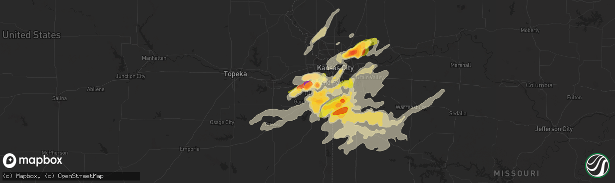 Hail map in Olathe, KS on September 23, 2023