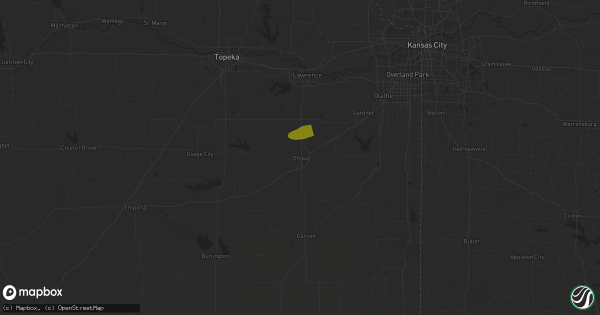 Hail map in Ottawa, KS on September 23, 2023