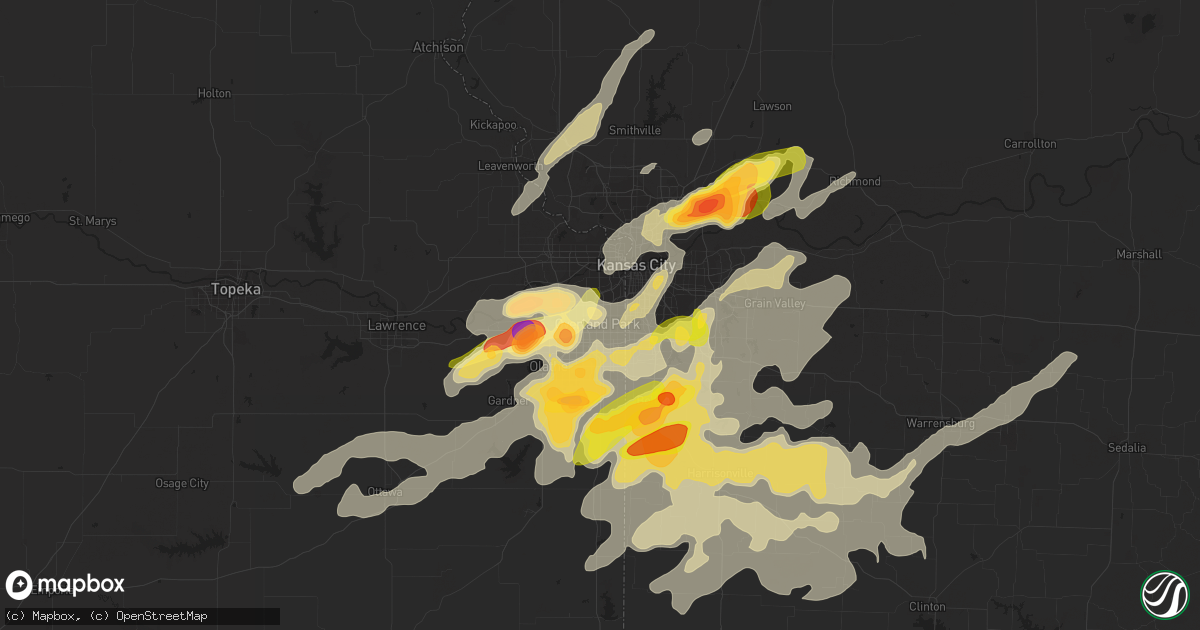 Hail map in Overland Park, KS on September 23, 2023