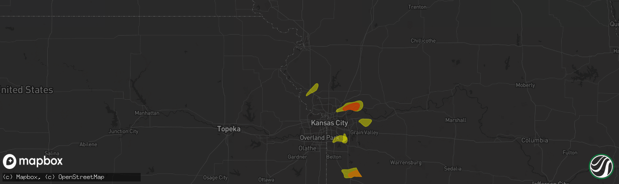 Hail map in Platte City, MO on September 23, 2023