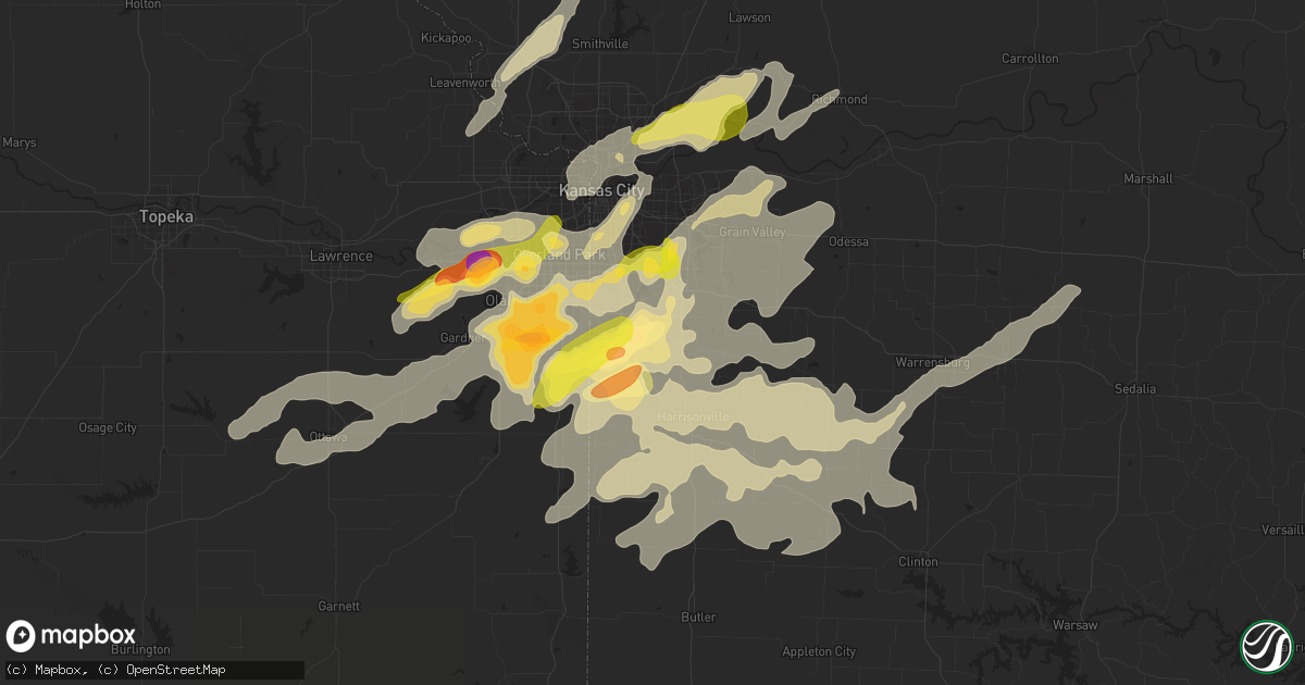 Hail map in Raymore, MO on September 23, 2023