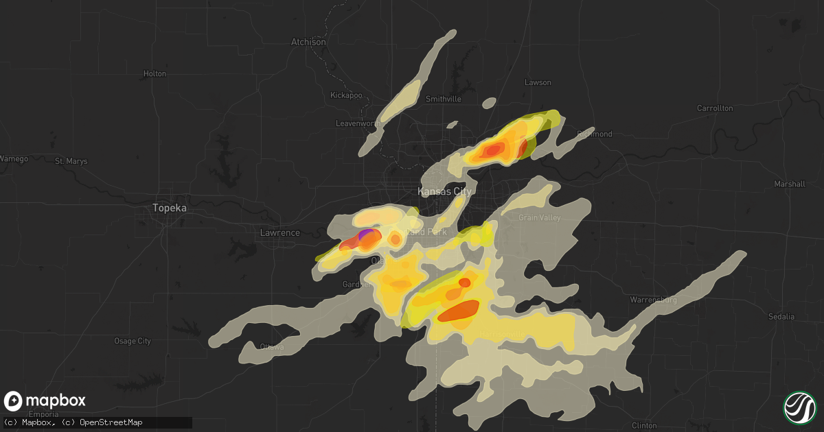 Hail map in Shawnee, KS on September 23, 2023