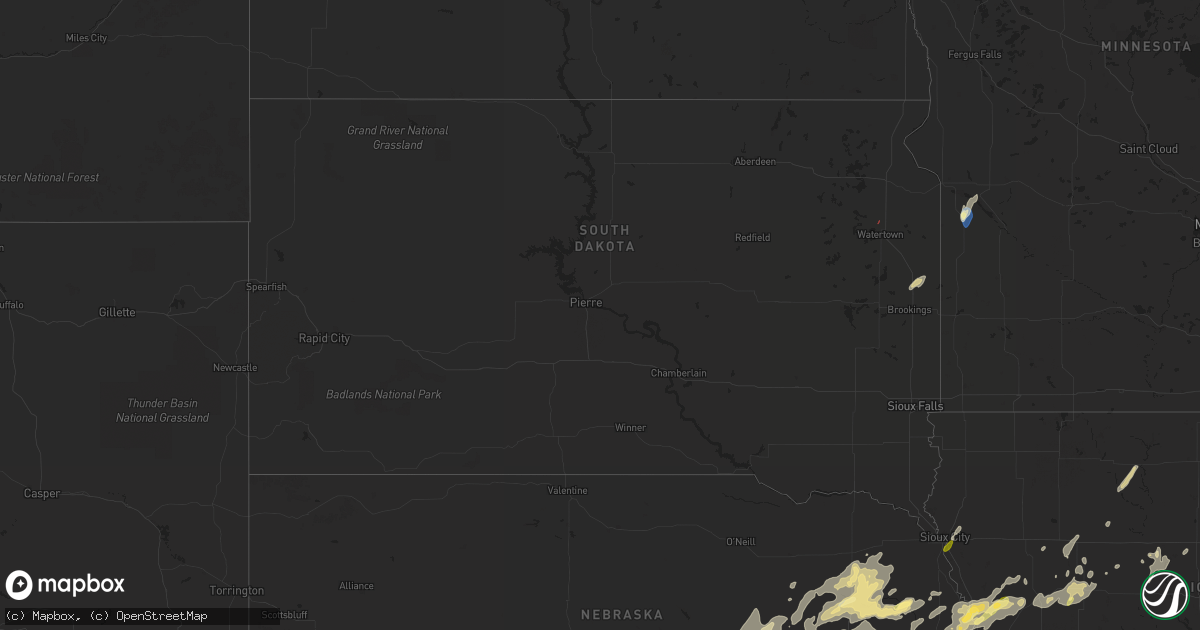 Hail map in South Dakota on September 23, 2023