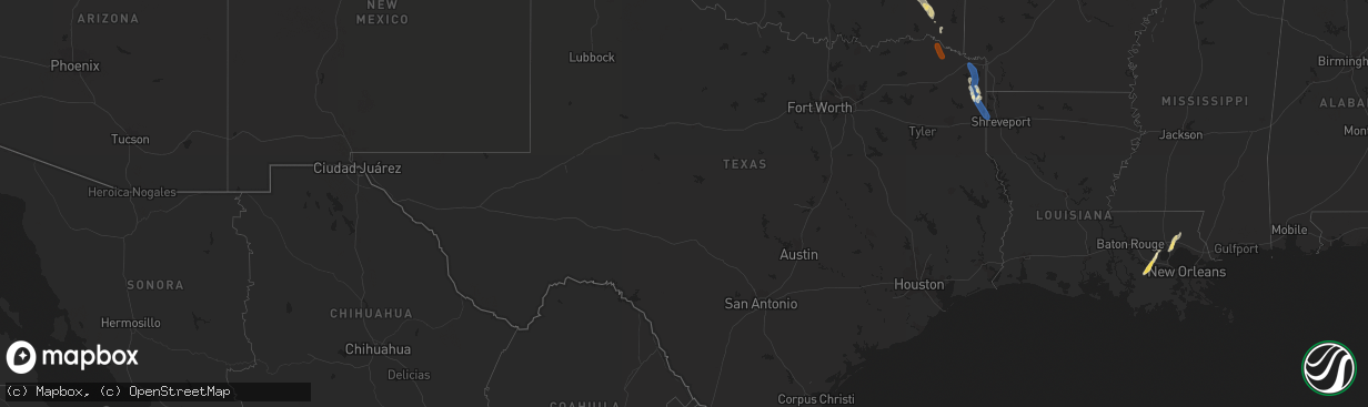 Hail map in Texas on September 23, 2023
