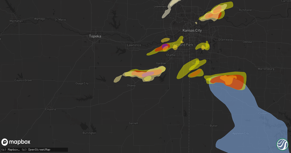 Hail map in Wellsville, KS on September 23, 2023