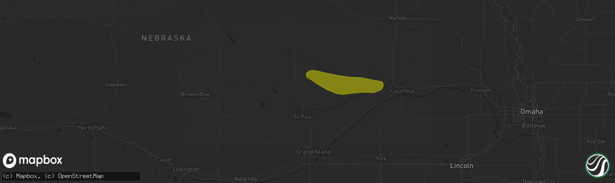 Hail map in Wolbach, NE on September 23, 2023